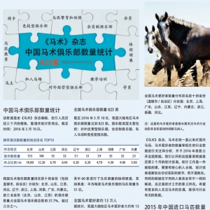 中国马术俱乐部及2015年进口马匹数量统计
